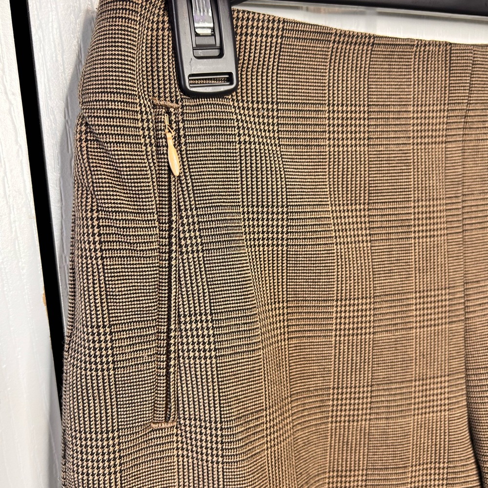 Banana Republic Women’s 4 Plaid Brown Pull On Zip Up Straight Leg Pants Work - Picture 3 of 8